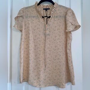 Adrianna Papell Peach Floral Ruffle Blouse